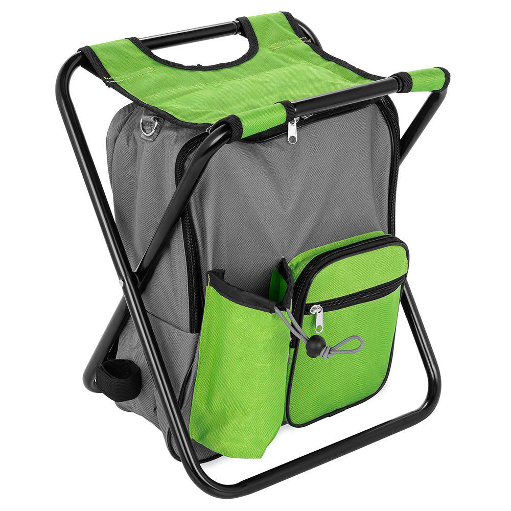 Camco Camping Stool Backpack Cooler – Green | Lightweight 3-in-1 Cooler, Backpack & Folding Camp Stool